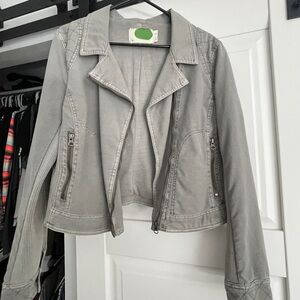 Anthropologie Light Gray Leather Jacket